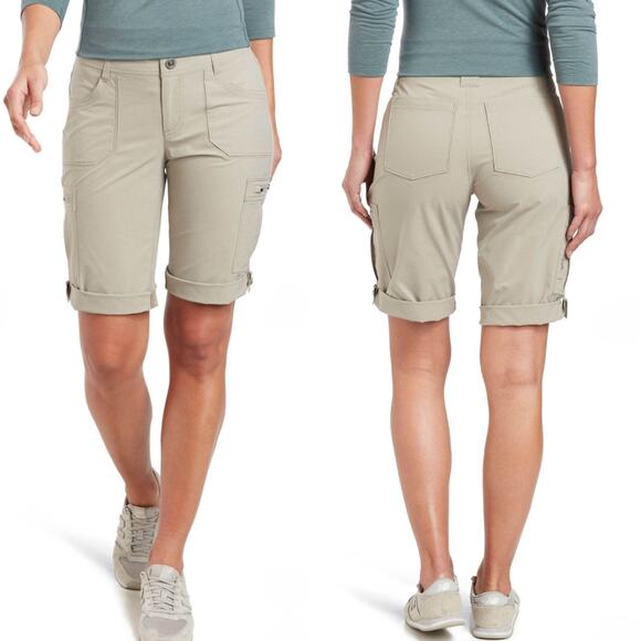 Kuhl Womens Horizn Horizon Short Bermuda Sz 16 Khaki Cargo Performance Recco NEW - Picture 1 of 12